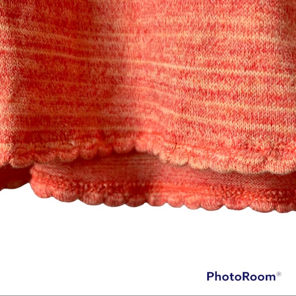 Free People We The Free Coral Long Sleeve V Neck Blouse with Small Scallop Edges - Picture 4 of 6